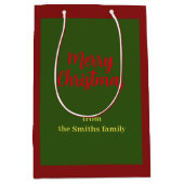 Sac Cadeau Moyen Joyeux Noël Vert et Rouge Minimal (Devant)