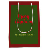Sac Cadeau Moyen Joyeux Noël Vert et Rouge Minimal (Dos)