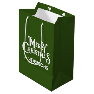 Sac Cadeau Moyen Joyeux Noël vert personnalisé