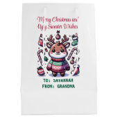 Sac Cadeau Moyen Joyeux Noël & Vœux de Pull Moche Renne (Dos)