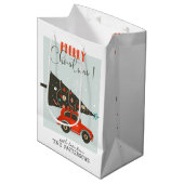 Sac Cadeau Moyen Joyeux Noël Whimsical Car Tree personnalisé (Devant Angle)