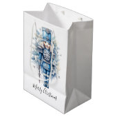 Sac Cadeau Moyen Joyeux Noir Bleu Nutcracker (Devant Angle)