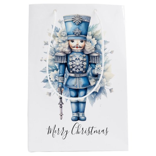 Sac Cadeau Moyen Joyeux Noir Bleu Nutcracker (Devant)