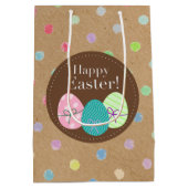 Sac Cadeau Moyen Joyeux Oeufs De Pâques À petits pois Sur Papier Fa (Dos)