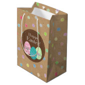 Sac Cadeau Moyen Joyeux Oeufs De Pâques À petits pois Sur Papier Fa (Dos Angle)
