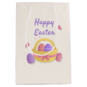 Sac Cadeau Moyen Joyeux panier de Pâques et papillons (Devant)