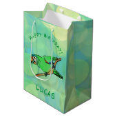 Sac Cadeau Moyen Joyeux perroquet d'anniversaire (Devant Angle)