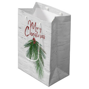 Sac Cadeau Moyen Joyeux Pin de Noël et Sac-cadeau moyen Berry