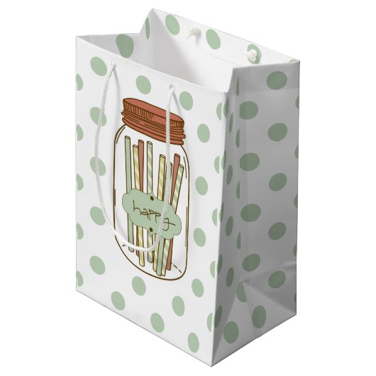 Sac Cadeau Moyen Joyeux pot de mason et paille giftbag (Devant Angle)