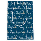 Sac Cadeau Moyen Joyeux sapin de Noël en bleu (Devant)