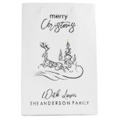 Sac Cadeau Moyen Joyeux sapin de Noël et renne (Devant)