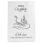 Sac Cadeau Moyen Joyeux sapin de Noël et renne (Dos)