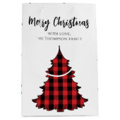 Sac Cadeau Moyen Joyeux sapin de Noël Simple Buffalo Check Motif (Devant)