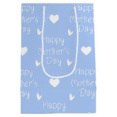 Sac Cadeau Moyen Joyeux script bleu de la fête des mères (Dos)