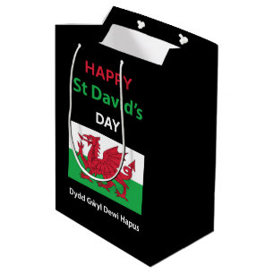Sac Cadeau Moyen Joyeux St David's Day Dydd Gala Gallois Dewi Hapus