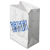 Sac Cadeau Moyen Joyeux texte d'anniversaire avec Gold Confetti (Devant Angle)