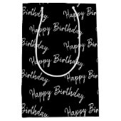 Sac Cadeau Moyen Joyeux texte d'anniversaire en noir (Devant)