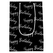 Sac Cadeau Moyen Joyeux texte d'anniversaire en noir (Dos)