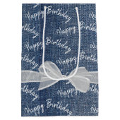 Sac Cadeau Moyen Joyeux Texte D'Anniversaire Sur Denim (Dos)