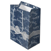 Sac Cadeau Moyen Joyeux Texte D'Anniversaire Sur Denim (Dos Angle)