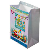 Sac Cadeau Moyen Joyeux Train D'Anniversaire Avec De Beaux Souhaits (Devant Angle)