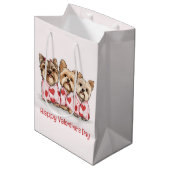 Sac Cadeau Moyen Joyeux Valentines Day Yorkshire Terrier Chiens (Devant Angle)