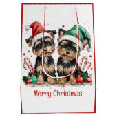 Sac Cadeau Moyen Joyeux Yorkshire Terrier Chiens de Noël (Dos)
