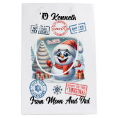 Sac Cadeau Moyen Joyful Snowman With Santa Sack (Devant)