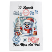 Sac Cadeau Moyen Joyful Snowman With Santa Sack (Dos)