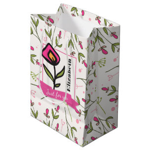 Sac Cadeau Moyen Juste pour vous Fleur sauvage avec Pétales Rose Or