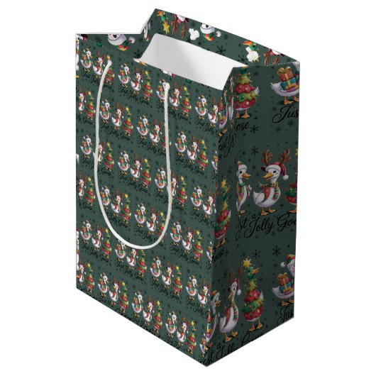 Sac Cadeau Moyen Juste un joyeux patchwork de Noël canard drôle (Dos Angle)