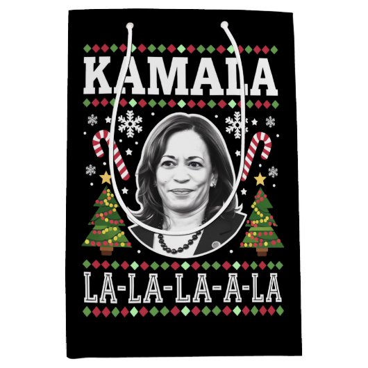 Sac Cadeau Moyen Kamala Harris 2024 Comma de Noël La Xmas (Devant)