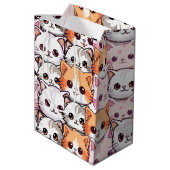 Sac Cadeau Moyen Kawaii Chat félin Kitten visage animal de compagni (Dos Angle)