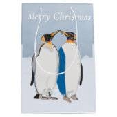 Sac Cadeau Moyen King Penguin Pair embrasser Noël (Devant)