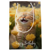 Sac Cadeau Moyen Kitten En Fleurs Anniversaire (Devant)