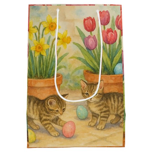 Sac Cadeau Moyen Kittens Playing with Easter Eggs  (Dos)