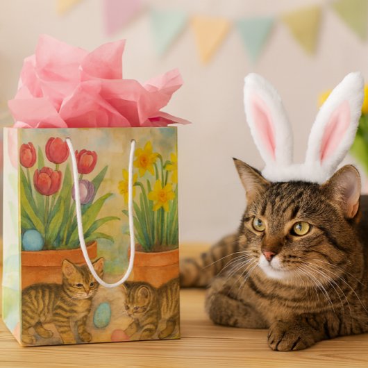 Sac Cadeau Moyen Kittens Playing with Easter Eggs 