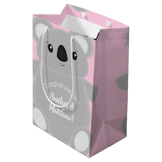 Sac Cadeau Moyen Koala Baby shower fille (Dos Angle)