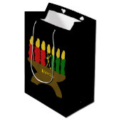 Sac Cadeau Moyen Kwanzaa Art Design Texte jaune (Devant Angle)