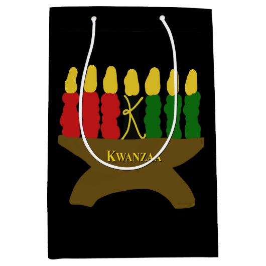 Sac Cadeau Moyen Kwanzaa Art Design Texte jaune (Devant)