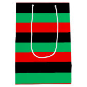 Sac Cadeau Moyen Kwanzaa Rouge Noir Vert rayures (Dos)