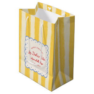 Sac Cadeau Moyen La Dolce Vita rayé Anniversaire italien Nom person