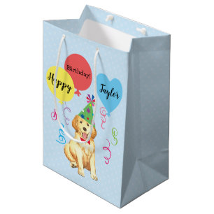 Sac Cadeau Moyen La fête d'anniversaire monte en ballon le golden