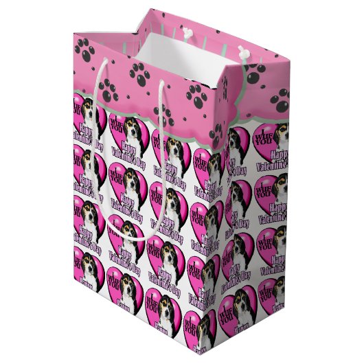 Sac Cadeau Moyen La Saint-Valentin du beagle (Dos Angle)