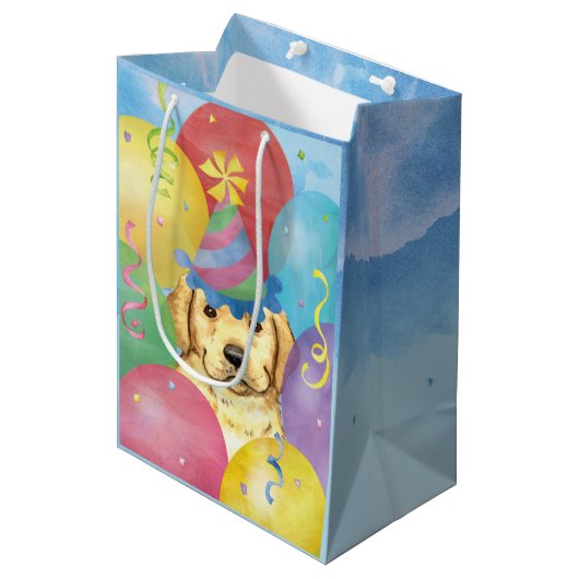 Sac Cadeau Moyen Laboratoire jaune des ballons d'anniversaire (Devant Angle)