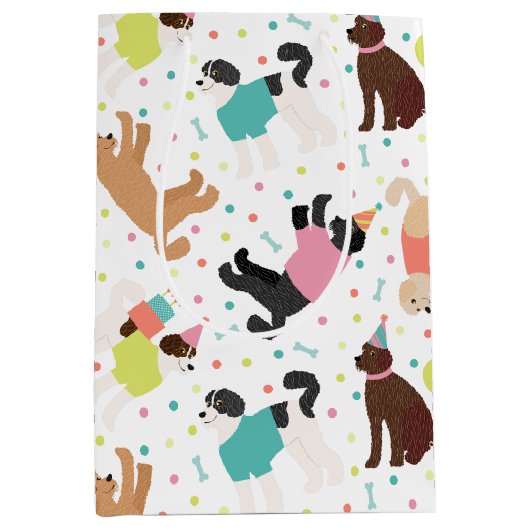 Sac Cadeau Moyen Labradoodle / Goldendoodle Anniversaire Party (Devant)