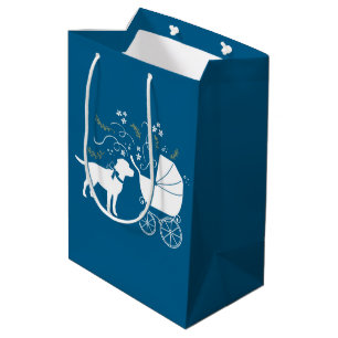 Sac Cadeau Moyen Labrador Chien Baby shower Blue Boy Lab