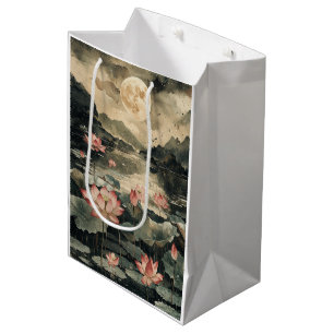 Sac Cadeau Moyen Lac de lotus au clair de lune (1)