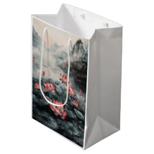 Sac Cadeau Moyen Lac de lotus au clair de lune (5)