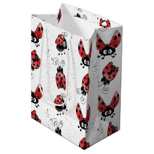 Sac Cadeau Moyen Ladybug Whimsical Avec Des Plaques De Peinture